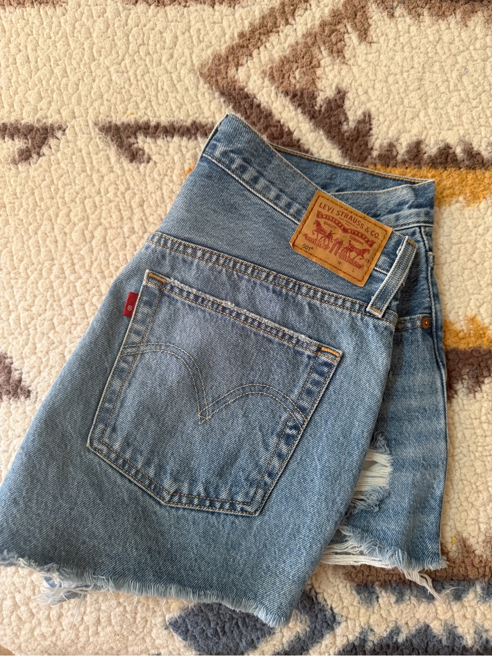 Levi's 501 Light Blue Denim Cutoff Jean Shorts